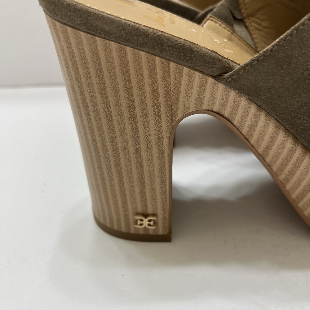 Sam Edelman Shiloh Chunky Platform Heeled Mules Dark Tan Suede Women's 8.5 - Picture 2 of 11